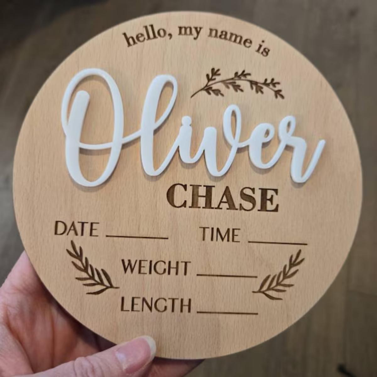 Home Office Ideas - 1Pc Aangepaste Baby Aankondiging Teken Houten