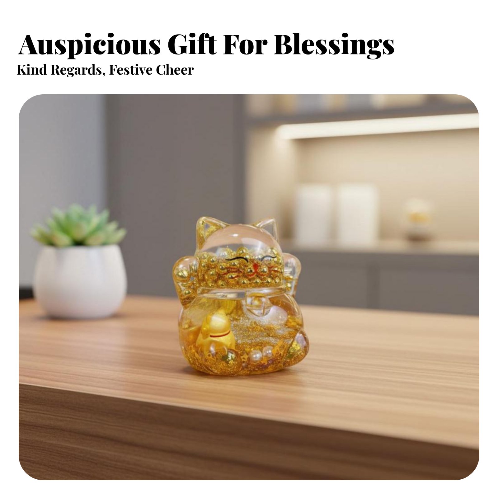Home Office Gifts - Fortune Cat-decoratie, knipperende gouden kralen, vloeibaar