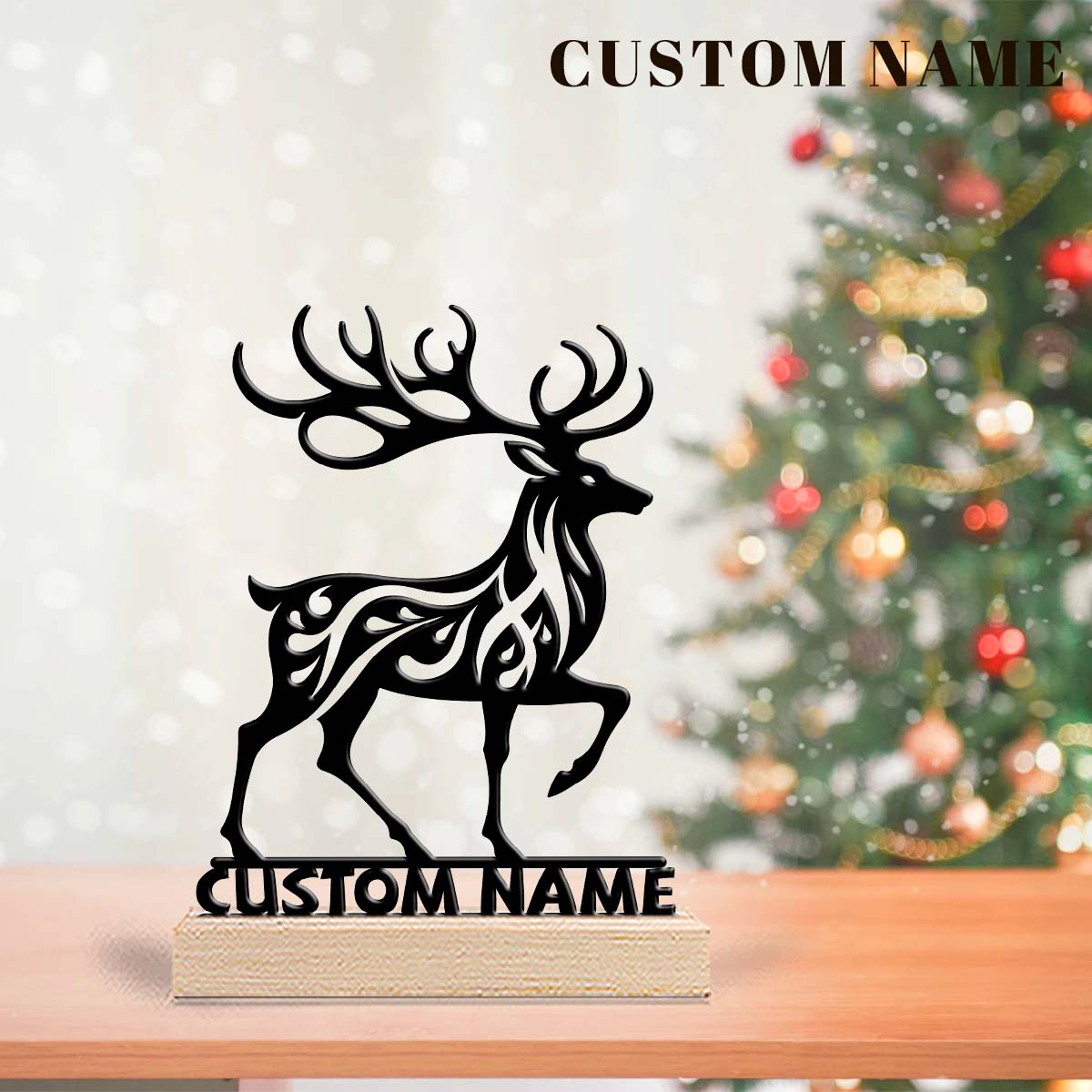 Home Office Gifts - 1Pc Csutom Running Deer Houten Basis
