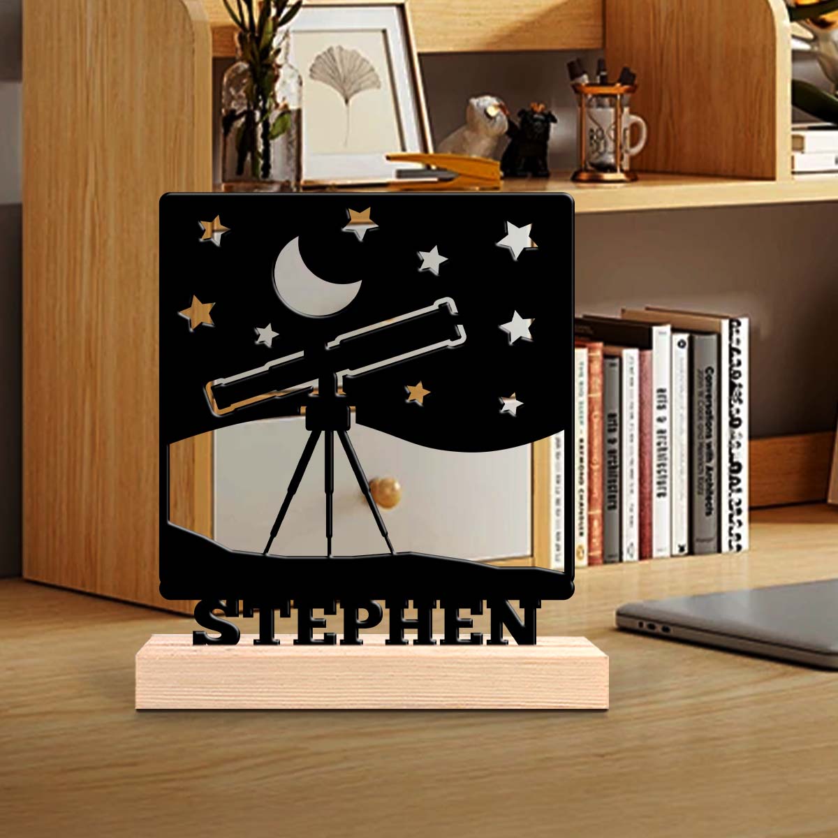 Home Office Gifts - 1Pc Csutom Telescoop Sterrenhemel Houten Basis