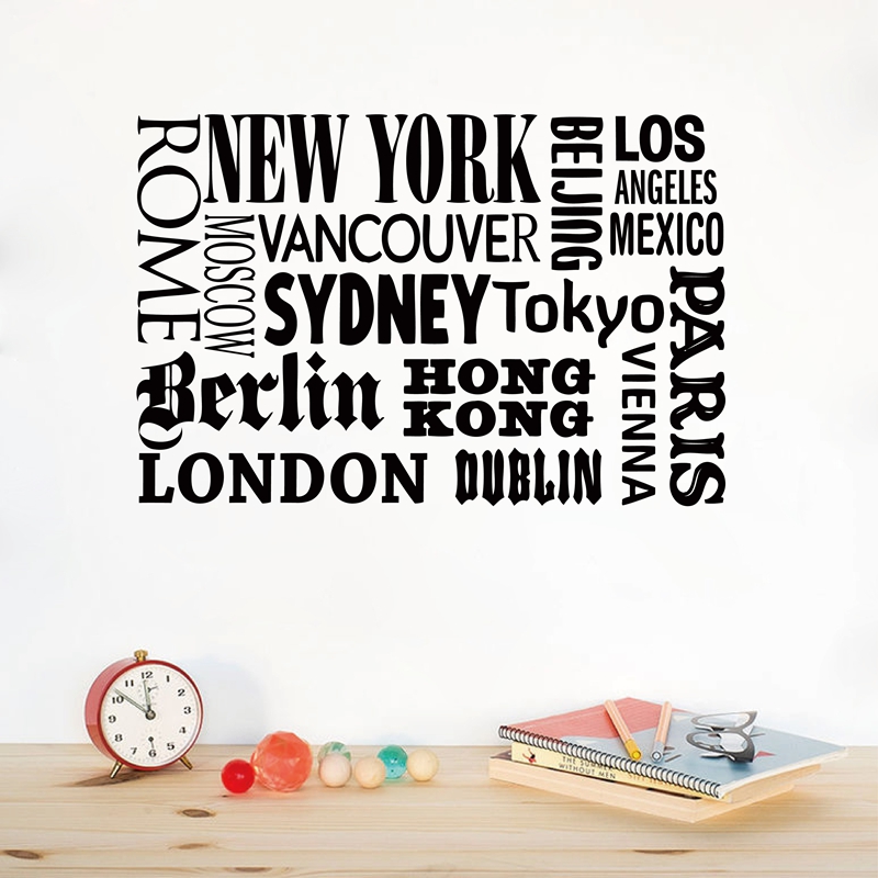 Home Office Of London - New York London Paris Quote muursticker