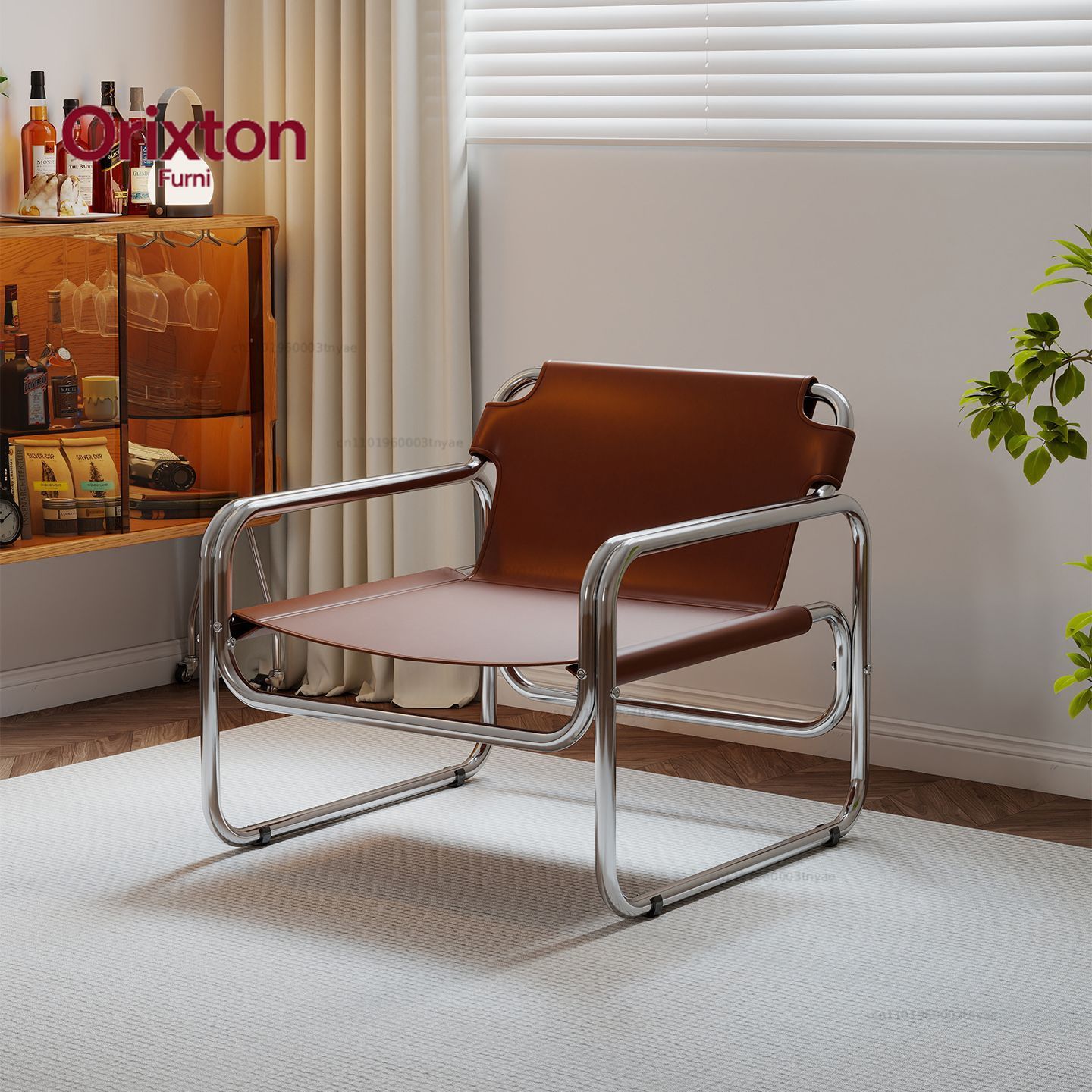 Home Office Guest Room - Moderne fauteuil met leren accenten en
