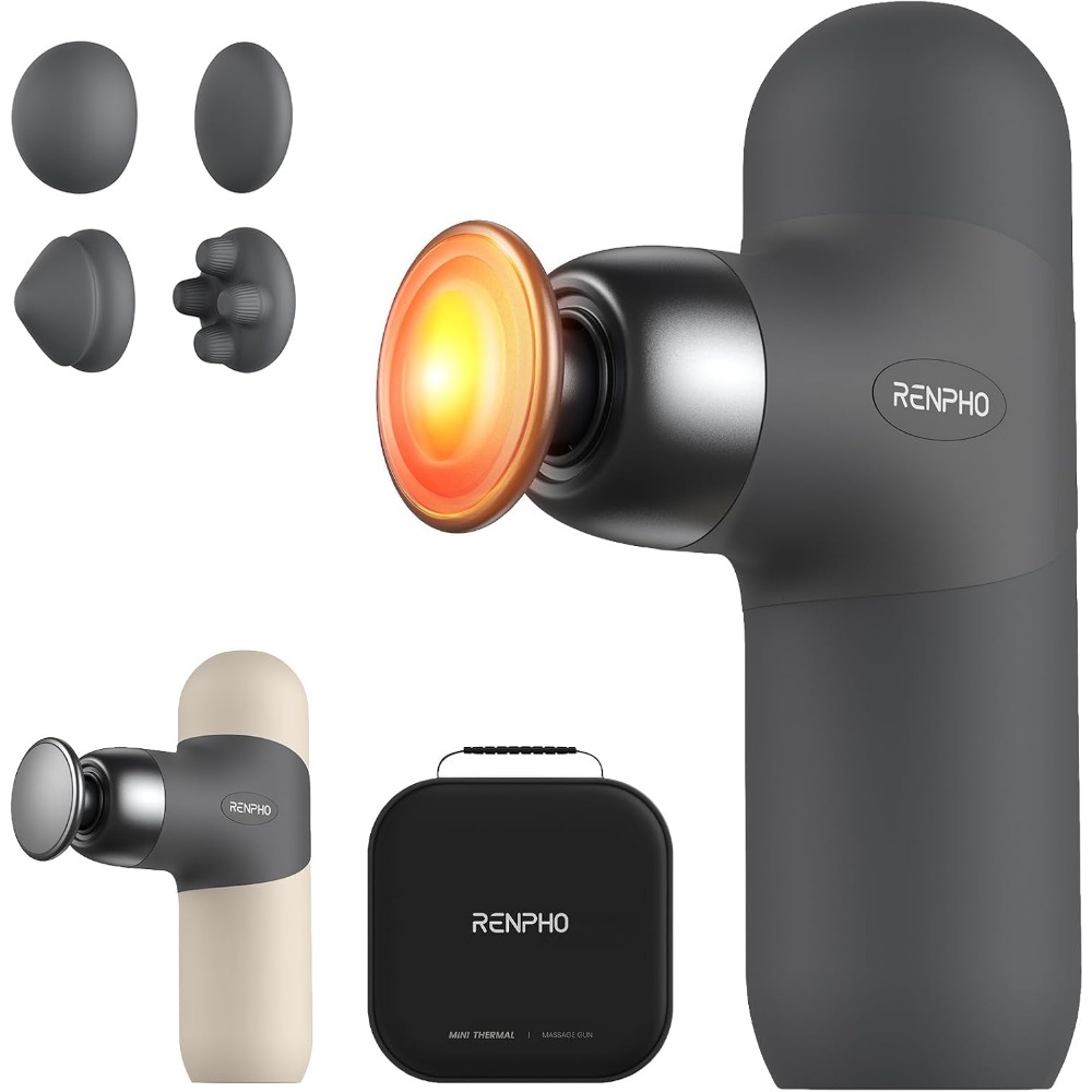 Home Office Head - Warmtemassagepistool: 4 snelheden, gekleurd siliconen, 4