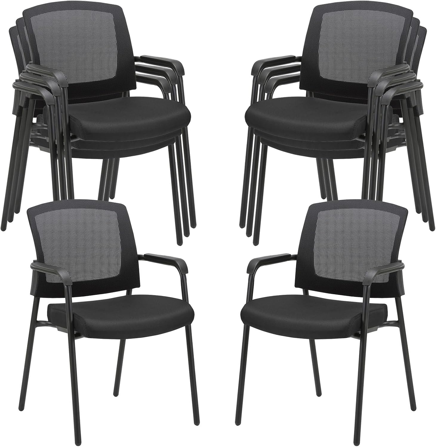 Zwarte stapelbare stoelen, sta - Home Office Guest Room recensie en prijs